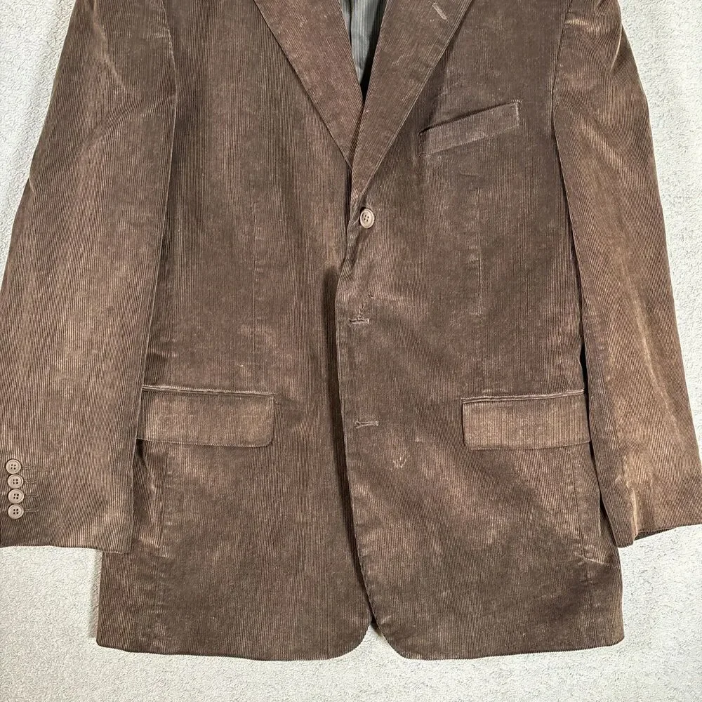 Milano Men’s Brown Corduroy Blazer 3 Button Inside Pen Pocket Size 44‎ Chest